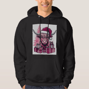 Pink Highland Cow Christmas Gifts Vintage Art_1 Hoodie