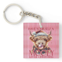 Pink-Highland Cow-Cute Cow-Christmas-Mooey