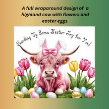 Pink Highland Cow Easter – Spring Floral and Eggs