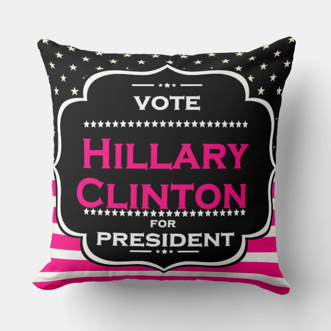 pink hillary clinton throw pillow (Front)