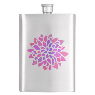 Pink Hippie Flower Retro Modern Hip Flask