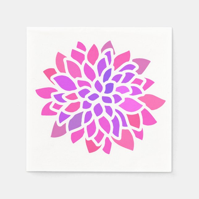 Pink Hippie Flower Retro Modern Napkin (Front)