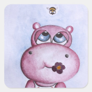 Pink Hippo Sticker