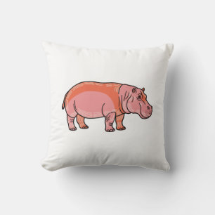 Pink Hippo Throw Pillow