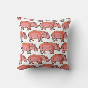 Pink Hippo Throw Pillow