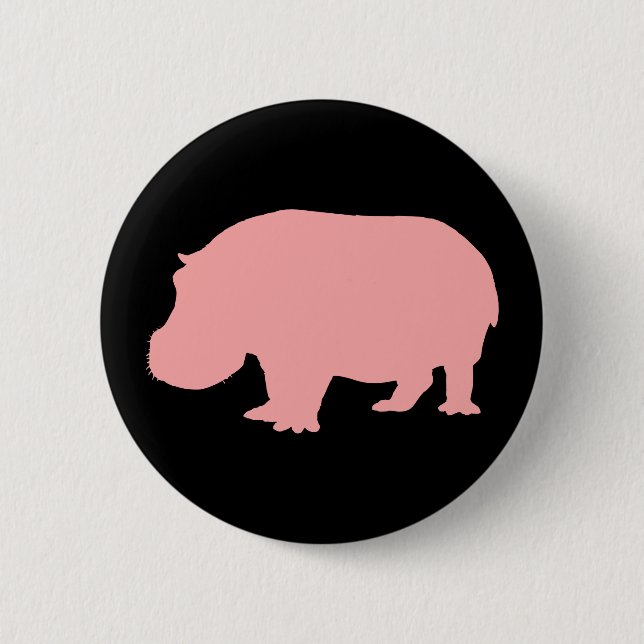 Pink Hippopotamus 2 Inch Round Button (Front)