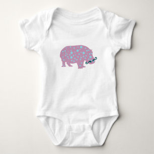 Pink Hippopotamus Baby Jersey Bodysuit