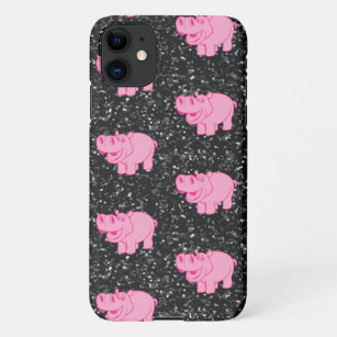 Pink Hippos Cute Hippopotamus Smiling Face iPhone 11 Case