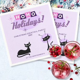 Pink Ho Ho Holidays Midcentury Modern Christmas Napkin