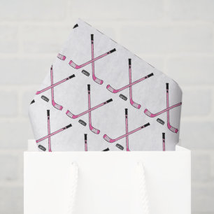 Pink Hockey Sticks and Puck Baby Girl Tissue Paper