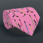 Pink Hockey Sticks puck Tie<br><div class="desc">pink Hockey Sticks tie. Sticks,  twigs or lumber whatever you choose to call them. They come in different curves,  colours and stiffness. They are one of the keys to your dangle,  deke and sauce. Hockey sticks are a part of our style.</div>