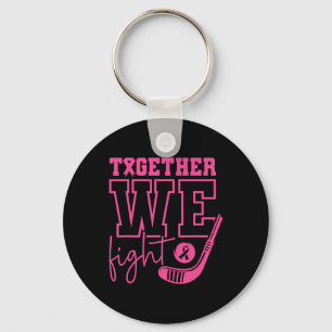 Pink Hockey Together We Fight Breast Cancer Awaren Keychain