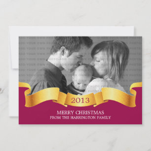 Pink Holiday Banner Photo Flat Card
