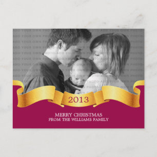 Pink Holiday Banner Photo Postcard