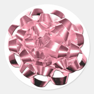 Pink Holiday Bow Christmas Season Cards Stickers