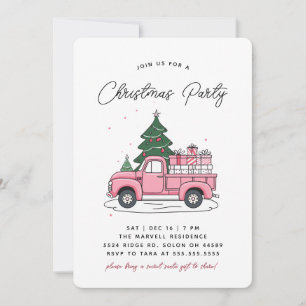 Pink Holiday Christmas Dinner Party Invitation