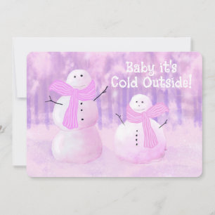 Pink Holiday Personalized Snowman Card
