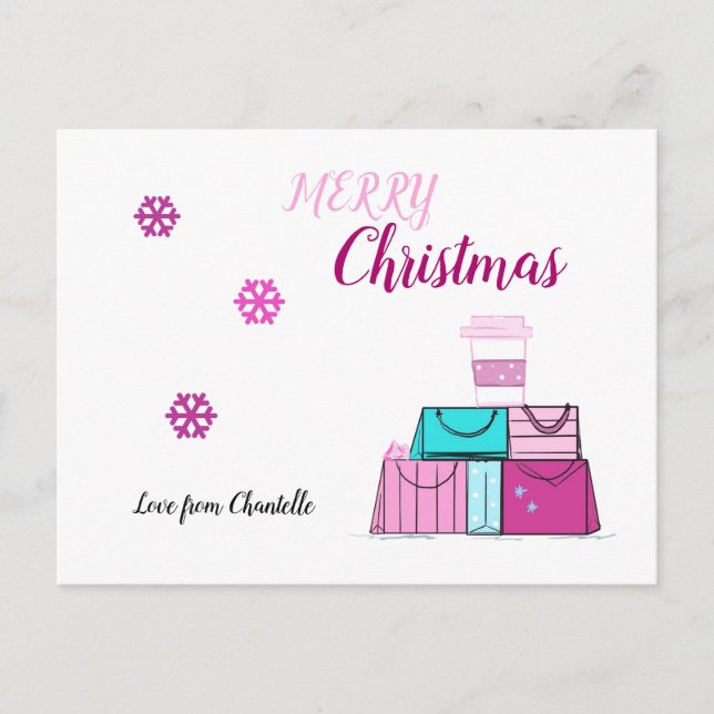 Pink Holiday Shopping Bags (Front)