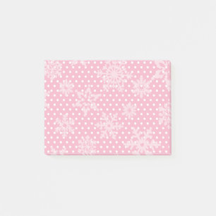 Pink Holiday Snowflakes Post-it Notes