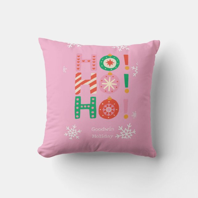 Pink Holiday Throw Pillow (Front)