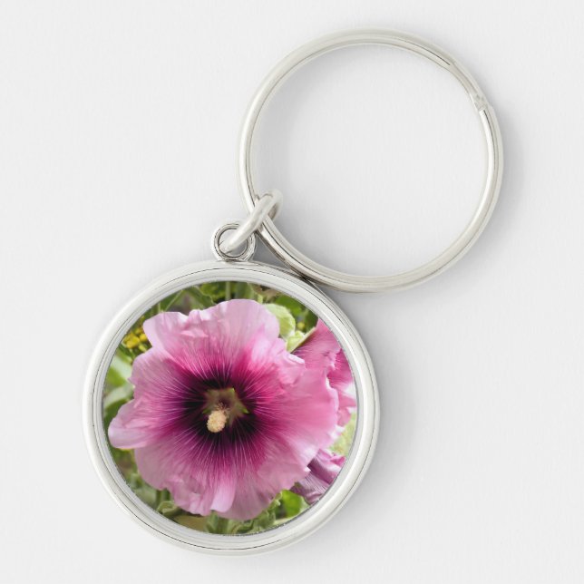 PINK HOLLYHOCK KEYCHAIN (Front)