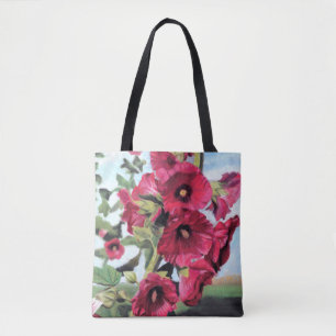Pink Hollyhock tote bag