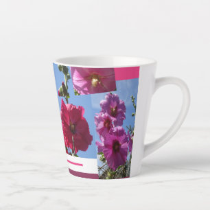 Pink Hollyhocks Design Latte Mug
