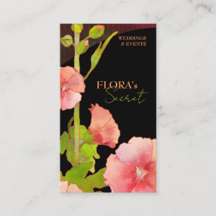 Pink Hollyhocks Elegant Florist Business Card