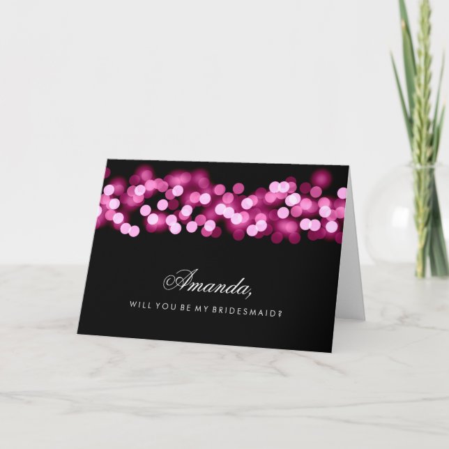 Pink Hollywood Glam Be My Bridesmaid Invitation (Front)