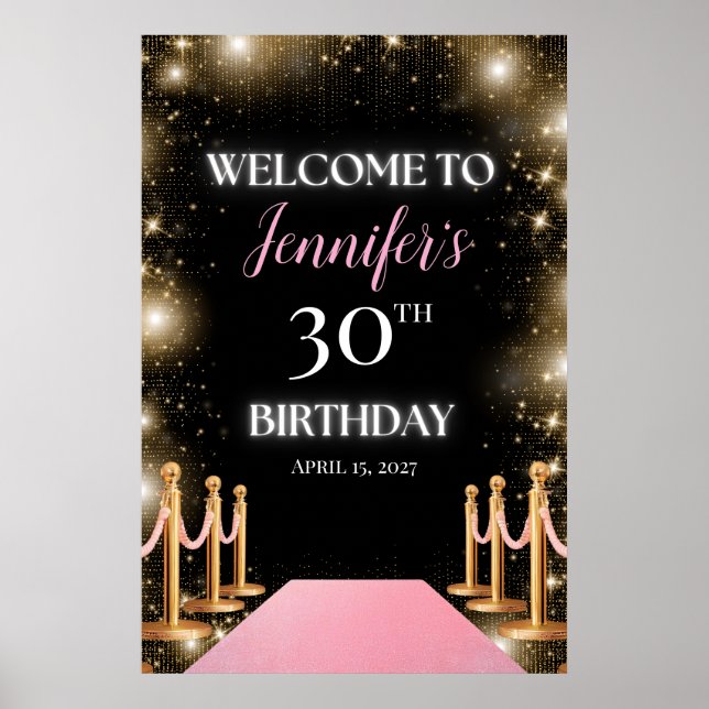 Pink Hollywood Glam Welcome Sign (Front)
