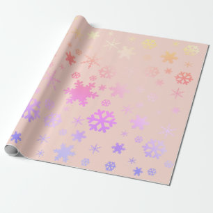 Pink Holographic Christmas Snowflake Pattern Wrapping Paper