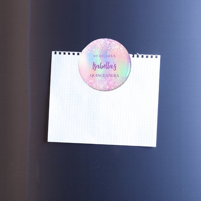 Pink holographic name Quinceanera Magnet (Creator Uploaded)
