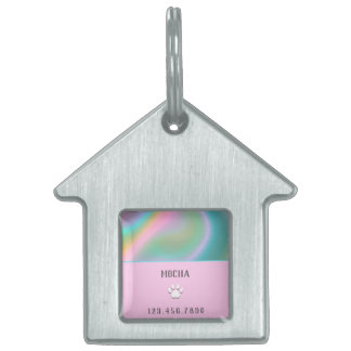 Pink Holographic Pet ID Tag