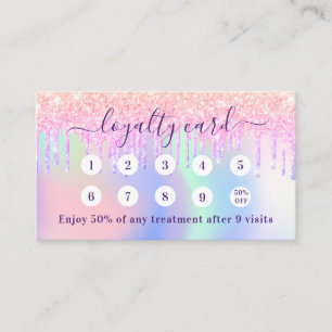 Pink holograpic purple drips qr code photo loyalty card