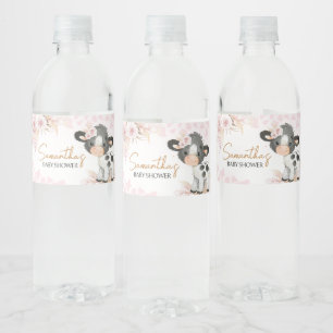 Pink Holy Cow Baby Shower  Water Bottle Label