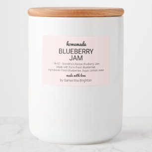 Pink Homemade Blueberry Jam Kitchen Pantry Food Label