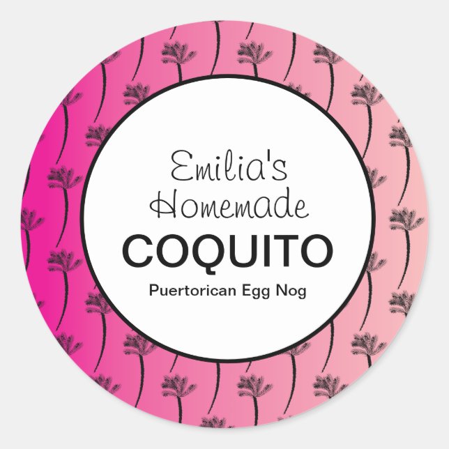 Pink Homemade Coquito Recipe Drink Tropical Classic Round Sticker (Front)