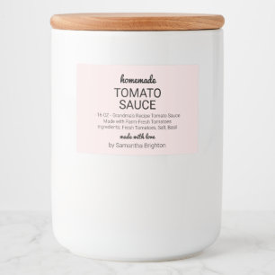 Pink Homemade Tomato Sauce Food Label