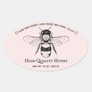 Pink Honey Jar Boho Beekeeper Oval Sticker