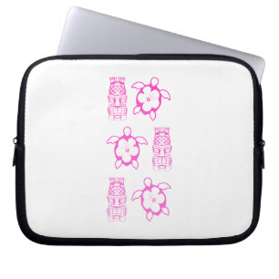 Pink Honu And Tiki Mask Laptop Sleeve