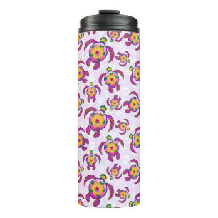 Pink Honu Turtles Hibiscus Flowers Thermal Tumbler