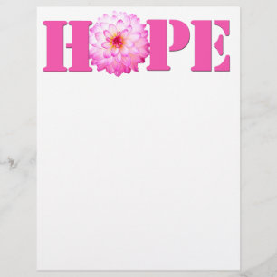 Pink HOPE Dahlia Photo Stationery Paper