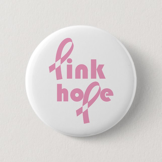 Pink Hope Ribbon 2 Inch Round Button (Front)