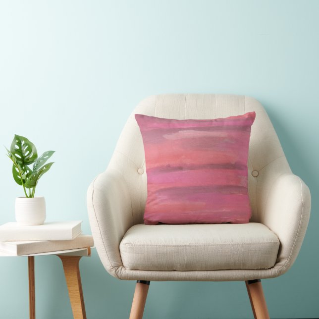 Pink Horizons Watercolor Print Throw Pillow (Chair)