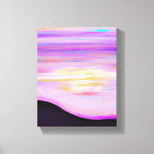 Pink Horizons   Watercolor Sunset Painting Canvas Print