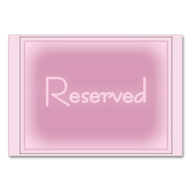 Pink Horizontal 3.5" x 5" Reserved Table Number (Front)