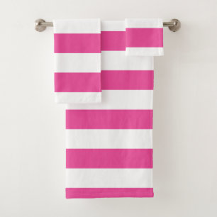 Pink Horizontal Stripes Bath Towel Set