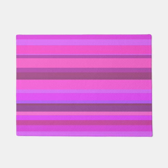 Pink horizontal stripes doormat (Front)