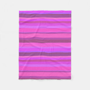 Pink horizontal stripes fleece blanket