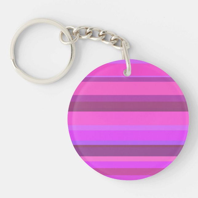 Pink horizontal stripes keychain (Front)